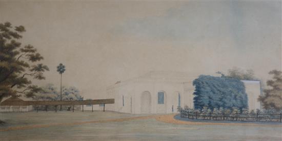 Manner of William Daniell, Architectural view of Indian villa 18 x 33cm
